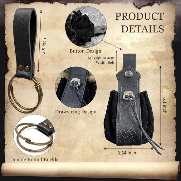 Leather Waist Pouch Vintage Medieval Fanny Pack Crossbody Cosplay Accessory main image 7